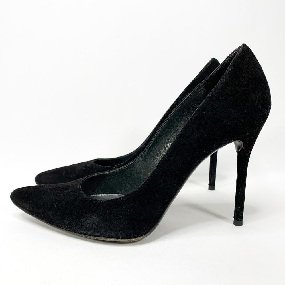 STUART WEITZMAN Nouveau Black Suede Pointed Pumps - Picture 6 of 8
